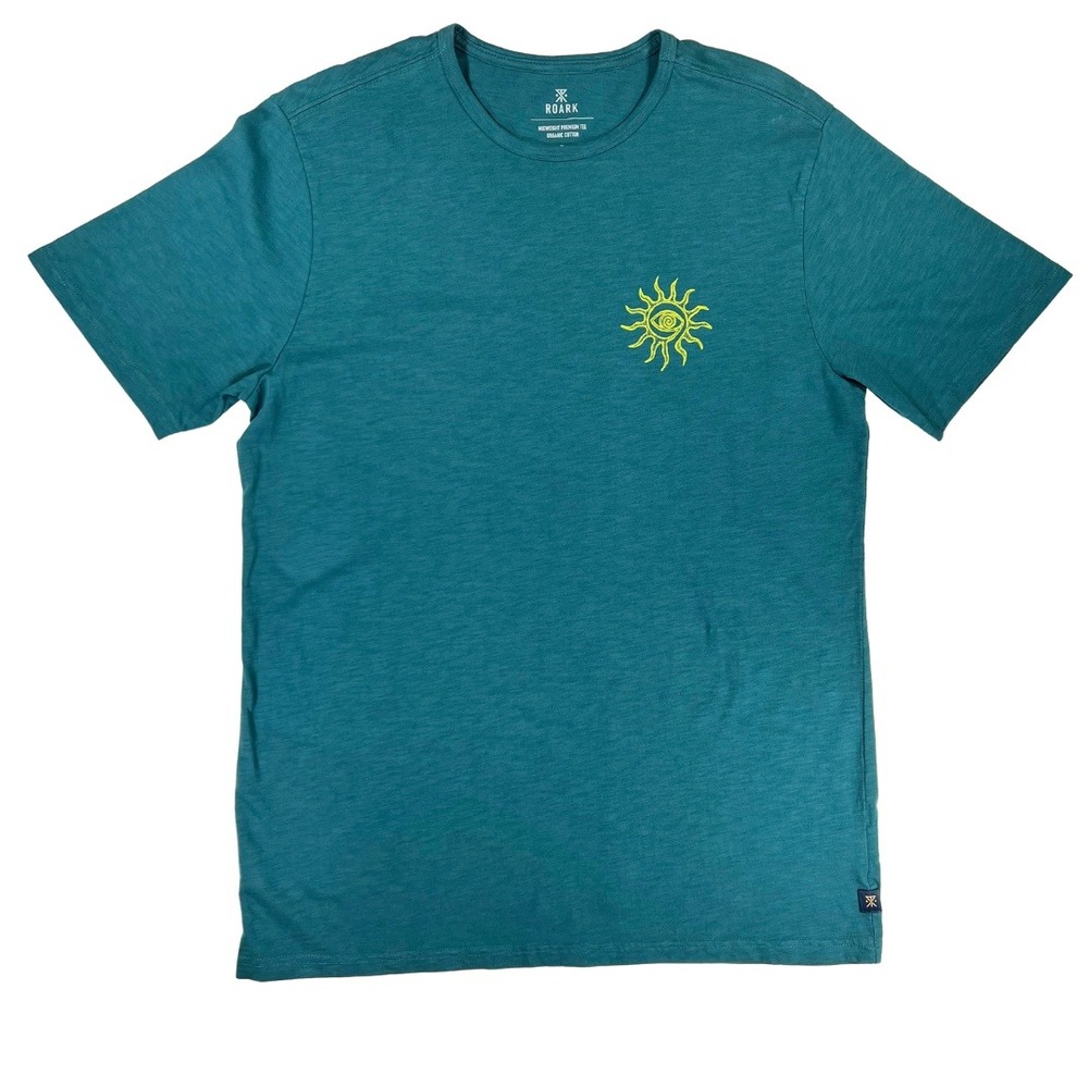 Roark Sun Seekers Tee Shirt Organic Cotton Green Graphic Mens L